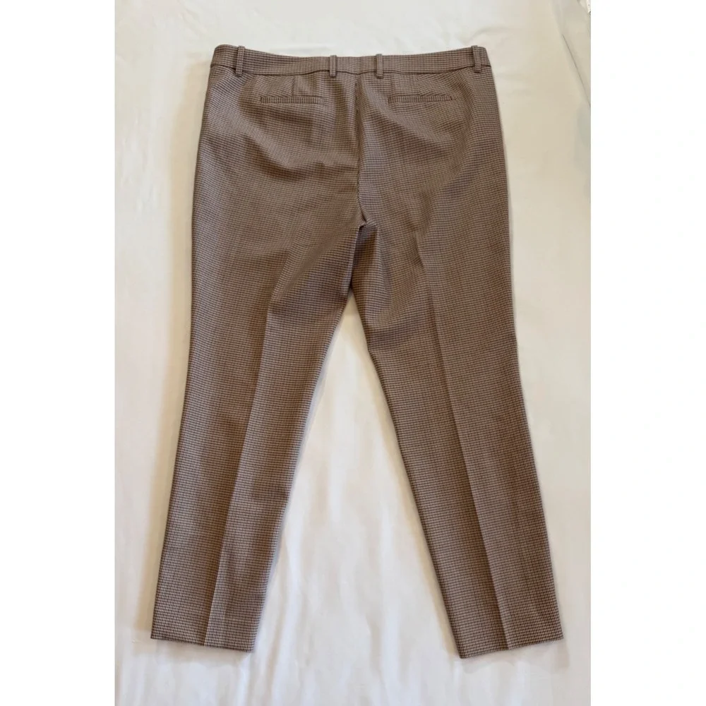 Houndstooth Wool Blend Pants Lafayette 148‎ New York Manhattan Brown Tan Size 14